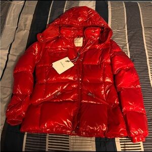MonclerShiny Red Puffer Jacket
